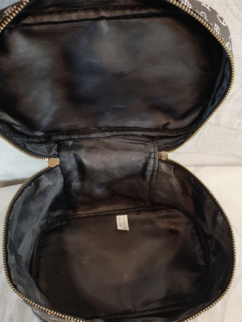 Black Zodiac-Print Cosmetic Travel Case with Top Handle